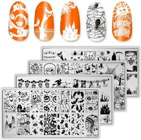 img 4 attached to 💅 Преобразите свои ногти с набором для стемпинга Whaline Halloween Nail Art Plates - дизайны маникюра салонного качества, выполненные в домашних условиях!