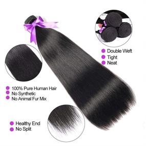 img 3 attached to Brazilian Straight Bundles Unprocessed Extensions Hair Care for Hair Extensions, Wigs & Accessories