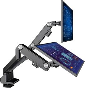 img 4 attached to 🖥️ AVLT Dual Monitor Arm Desk Mount: Full Motion, Swivel, Tilt, and Height Adjustment for 13-35" Flat/Curved Monitors – VESA Compatible, C-Clamp/Grommet, Cable Management