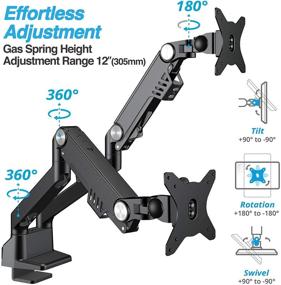 img 2 attached to 🖥️ AVLT Dual Monitor Arm Desk Mount: Full Motion, Swivel, Tilt, and Height Adjustment for 13-35" Flat/Curved Monitors – VESA Compatible, C-Clamp/Grommet, Cable Management