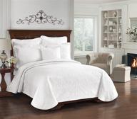 🛏️ luxurious historic charleston king charles bedding coverlet bedspread: embossed matelasse 100% cotton king white logo