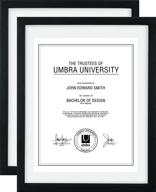 🖼️ black umbra floating frame for displaying documents, diplomas, certificates, photos or artwork, 11 x 14 inch and 8-1/2 x 11 inch, set of 2 логотип