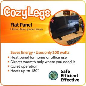 img 2 attached to 🔥 Energy Efficient Cozy Legs Flat Panel Office Desk Space Heater by Cozy Products - 200-Watts, ETL Listed, 19 x 13 Inches, 5 lbs., Black
