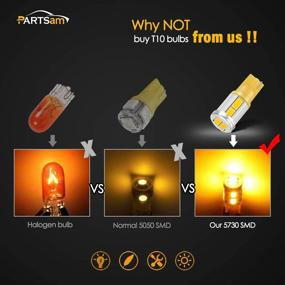 img 2 attached to 🚦 Лампочки Partsam Amber Yellow LED: Супер Яркие 168 2825 W5W 194 T10 Замена для Фонарей Верхней Крыши и Маркерных Огней Автомобиля