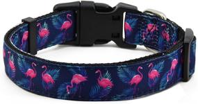 img 3 attached to 🐦 Vibrant Flamingo Bird Theme Print Nylon Dog Collar - BIG SMILE PAW Adjustable Animal Collar