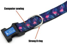 img 1 attached to 🐦 Vibrant Flamingo Bird Theme Print Nylon Dog Collar - BIG SMILE PAW Adjustable Animal Collar