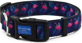 img 4 attached to 🐦 Vibrant Flamingo Bird Theme Print Nylon Dog Collar - BIG SMILE PAW Adjustable Animal Collar