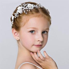 img 1 attached to 👑 Exquisite 4 pcs Girls' Pearl and Rhinestone Headbands for Princess Wedding, Bridesmaids, and Flower Girls