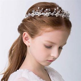 img 2 attached to 👑 Exquisite 4 pcs Girls' Pearl and Rhinestone Headbands for Princess Wedding, Bridesmaids, and Flower Girls