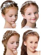 👑 exquisite 4 pcs girls' pearl and rhinestone headbands for princess wedding, bridesmaids, and flower girls logo