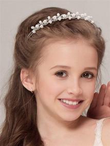 img 3 attached to 👑 Exquisite 4 pcs Girls' Pearl and Rhinestone Headbands for Princess Wedding, Bridesmaids, and Flower Girls