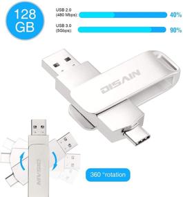 img 3 attached to 💾 Дуал Флеш-накопитель DISAIN на 128 ГБ USB C - высокоскоростной накопитель для Android, планшета, Pixel и ПК - USB3.0/3.1 Type C - жемчужный никель 128 ГБ