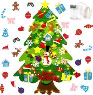 diy felt christmas tree kit 3.2ft - vinyl etchings with 32 ornaments, 50 leds string lights - kid's wall hanging xmas tree christmas decoration for children logo