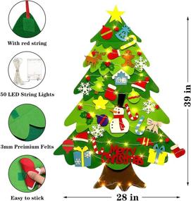 img 3 attached to DIY Felt Christmas Tree Kit 3.2ft - Vinyl Etchings with 32 Ornaments, 50 LEDs String Lights - Kid's Wall Hanging Xmas Tree Christmas Decoration for Children