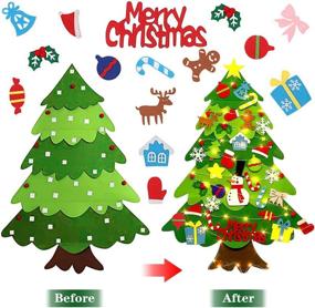 img 2 attached to DIY Felt Christmas Tree Kit 3.2ft - Vinyl Etchings with 32 Ornaments, 50 LEDs String Lights - Kid's Wall Hanging Xmas Tree Christmas Decoration for Children