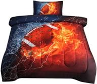 jqinhome twin rugby comforter sets for boys teens - 3d sports themed - american football 🏈 bedding set - all-season down alternative quilted duvet - reversible design - includes 1 comforter, 1 pillow sham logo