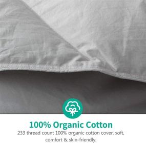 img 2 attached to 🛏️ APSMILE Cloud Grey Organic Cotton Feather Down Comforter Queen - All Seasons Duvet Insert, Medium Warmth, 52oz, Geometric Grid Quilted - Full/Queen Bedding, 90x90