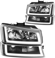 сборка фар dwvo совместима с chevy avalanche silverado 1500 2500 3500 2003-2006/ chevrolet silverado classic 2007 (led drl clear) логотип