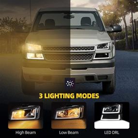 img 2 attached to Сборка фар DWVO совместима с Chevy Avalanche Silverado 1500 2500 3500 2003-2006/ Chevrolet Silverado Classic 2007 (Led DRL Clear)