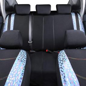 img 3 attached to 🦋 Enhance Your Car's Interior with CAR-GRAND Universal Fit Gorgeous Butterfly Leather Car Seat Covers in Stylish Light Blue