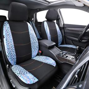 img 2 attached to 🦋 Enhance Your Car's Interior with CAR-GRAND Universal Fit Gorgeous Butterfly Leather Car Seat Covers in Stylish Light Blue