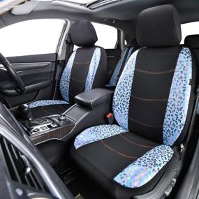 img 1 attached to 🦋 Enhance Your Car's Interior with CAR-GRAND Universal Fit Gorgeous Butterfly Leather Car Seat Covers in Stylish Light Blue