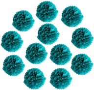 🔵 landisun party wedding birthday room decor paper flowers pom poms multi-color pack (12 packs of 10" inches, teal) logo