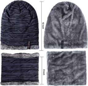 img 3 attached to 🧣 Cozy Unisex Winter Beanie Hat and Scarf Set with Fleece Lining, Stylish Knit Caps & Neck Warmer