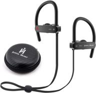 🎧 waterproof sport headset - joyful heart jh900 bluetooth headphones wireless earbuds with mic, noise cancelling, slim light earphone for workout, 8 hr battery (2018 new model, black) logo