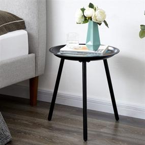 img 2 attached to 🔲 EKNITEY Round End Table: Stylish Metal Side Table & Small Coffee Table - Perfect Nightstand for Living Room, Bedroom, and Office - Easy Assembly, Elegant Black Design