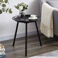 🔲 eknitey round end table: stylish metal side table & small coffee table - perfect nightstand for living room, bedroom, and office - easy assembly, elegant black design logo