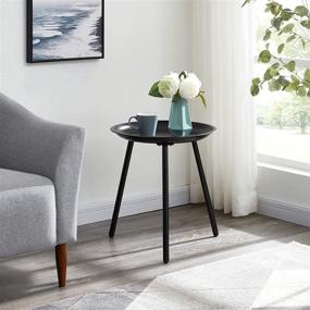 img 1 attached to 🔲 EKNITEY Round End Table: Stylish Metal Side Table & Small Coffee Table - Perfect Nightstand for Living Room, Bedroom, and Office - Easy Assembly, Elegant Black Design