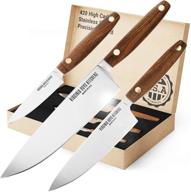 🔪 virginia boys kitchens - 3-piece chef knife set - handcrafted in the usa - german 420 high carbon stainless steel - chef, utility, paring knives logo