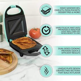 img 3 attached to 🍕 Nostalgia MSAND5MG MyMini Personal Sandwich Maker: Perfect for Pizza Pockets, Quesadillas, Breakfast, Paninis & More! Mint Green Mini Delight