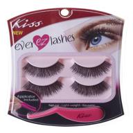 kiss ever ez lashes double pack no. 01, natural eyelash starter kit with easy-angle applicator, 2 pairs of reusable human hair false lashes logo