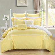king size yellow embroidered comforter set - chic home woodford 7-piece collection logo