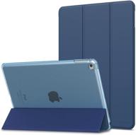 moko slim lightweight smart shell stand cover with translucent frosted back protector for ipad air 2 - navy blue logo