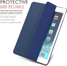 img 1 attached to MoKo Slim Lightweight Smart Shell Stand Cover with Translucent Frosted Back Protector for iPad Air 2 - Navy Blue