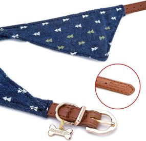 img 2 attached to 🍓 StrawberryEC Adjustable Leather Puppy Collar for Small Dogs with ID Buckle - Cute Red Plaid Bandana Dog Collar