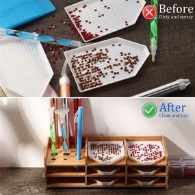 img 1 attached to 💎 Ultimate Diamond Painting Accessories Kit: Wooden Tray Organizer, LED Pens, Glue Clay, and more!