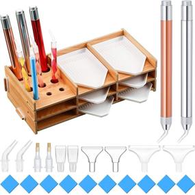 img 4 attached to 💎 Ultimate Diamond Painting Accessories Kit: Wooden Tray Organizer, LED Pens, Glue Clay, and more!