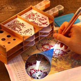 img 2 attached to 💎 Ultimate Diamond Painting Accessories Kit: Wooden Tray Organizer, LED Pens, Glue Clay, and more!