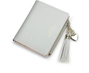 img 4 attached to Womens Small Wallet Mini Purse Bifold Slim Card Case Holder with Zippered Coin Pocket