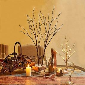 img 2 attached to 🌳 32-Inch Hairui Lighted Artificial Twig Brown Tree Branch with Fairy Lights, 100 LED Battery Operated Willow Branch for Christmas Wedding Party Decoration - Set of 2 (Vase Not Included)