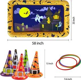 img 2 attached to JOYIN Halloween Toss Games Set: Witch Hat Ring Toss Game with Inflatable Board, Hats & Rings