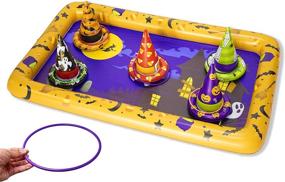 img 4 attached to JOYIN Halloween Toss Games Set: Witch Hat Ring Toss Game with Inflatable Board, Hats & Rings