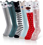 menghao girls knee high socks - 6 pairs of animal cat, fox, and bear cotton stockings for 5-12 year olds in summer and spring logo