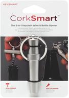 🍷 keysmart corksmart - dual bottle opener keychain with wine corkscrew, attachment slot, and stainless steel construction logo