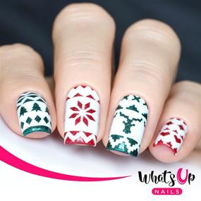 img 2 attached to 🎄 Christmas Nail Vinyl Stencils Set - 4 Pack (Wrapping Paper, Holly, Knit Your Own Sweater, Silver Jolly Snowflake) by Whats Up Nails for Trendy Nail Art Designs