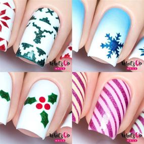 img 4 attached to 🎄 Christmas Nail Vinyl Stencils Set - 4 Pack (Wrapping Paper, Holly, Knit Your Own Sweater, Silver Jolly Snowflake) by Whats Up Nails for Trendy Nail Art Designs